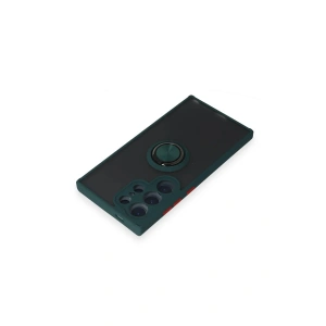 HarmonyAura  Samsung Galaxy S24 Ultra Kılıf Montreal Yüzüklü Silikon Kapak - Yeşil