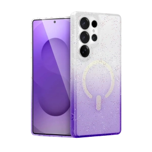 HarmonyAura Samsung Galaxy S24 Ultra Pummel Shiny Magsafe Kapak - Mor