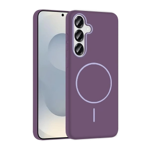 HarmonyAura Samsung Galaxy S25 Broş Magsafe Kapak - Mor