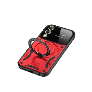 HarmonyAura  Samsung Galaxy S25 Edge Kılıf Joy Lens Standlı Kapak - Kırmızı