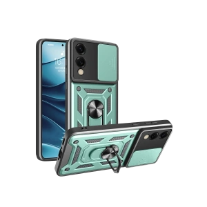 HarmonyAura Samsung Galaxy S25 Edge Pars Lens Yüzüklü Silikon - Yeşil