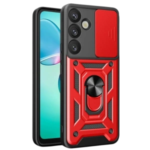 HarmonyAura Samsung Galaxy S25 FE Pars Lens Yüzüklü Silikon - Kırmızı