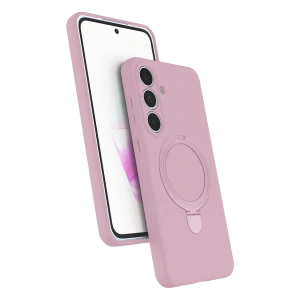 HarmonyAura Samsung Galaxy S25 FE Regal Magsafe Standlı Kapak - Açık Pembe