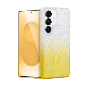 HarmonyAura Samsung Galaxy S25 Pummel Shiny Magsafe Kapak - Gold