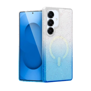 HarmonyAura Samsung Galaxy S25 Pummel Shiny Magsafe Kapak - Mavi