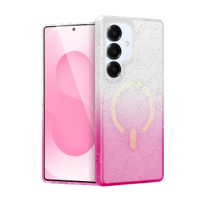 HarmonyAura Samsung Galaxy S25 Pummel Shiny Magsafe Kapak - Pembe