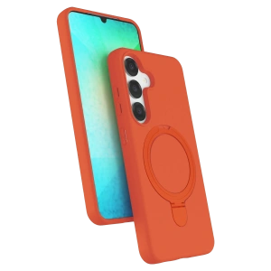 HarmonyAura Samsung Galaxy S25 Regal Magsafe Standlı Kapak - Turuncu