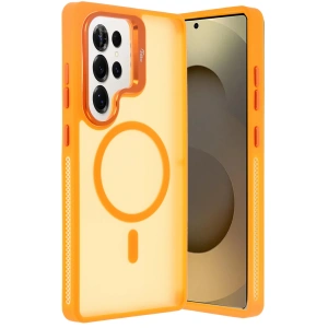 HarmonyAura Samsung Galaxy S25 Ultra Flet Lens Magsafe Kapak - Turuncu