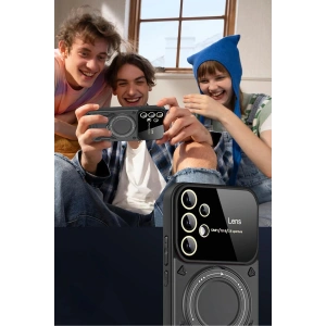 HarmonyAura  Samsung Galaxy S25 Ultra Kılıf Joy Lens Standlı Kapak - Koyu Yeşil