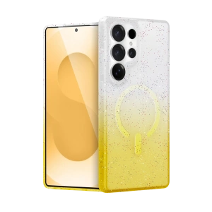 HarmonyAura Samsung Galaxy S25 Ultra Pummel Shiny Magsafe Kapak - Gold