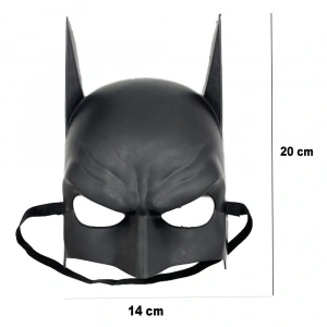 HarmonyAura Siyah Renk Çocuk Boy Arkadan Lastikli Batman Maskesi A Kalite 20x14 cm