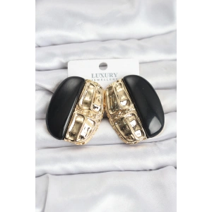 HarmonyAura Siyah Renk Pirinç Vintage Kadın Küpe