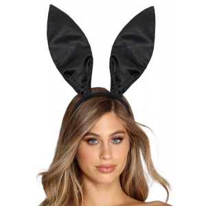 HarmonyAura Siyah Renk Saten Kaplama Şekil Verilebilir Tavşan Kulak Taç 35x11 cm