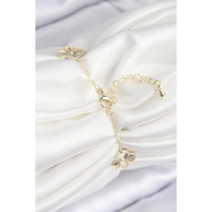 HarmonyAura VIP Pirinç Yonca Model Gold Renk Kadın Bileklik