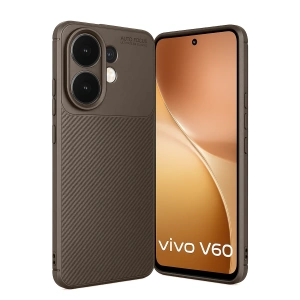 HarmonyAura Vivo V60 5G Auto Focus Karbon Kapak - Kahverengi