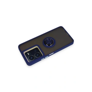HarmonyAura  Vivo Y36 Kılıf Montreal Yüzüklü Silikon Kapak - Lacivert