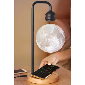 HarmonyAura  Xf02 Ay Görünümlü Kablosuz Şarj Özellikli Gece Lambası - Siyah