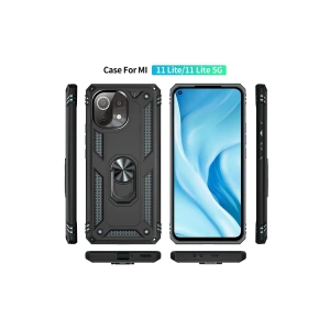 HarmonyAura  Xiaomi Mİ 11 Lite Kılıf Sofya Yüzüklü Silikon Kapak - Siyah