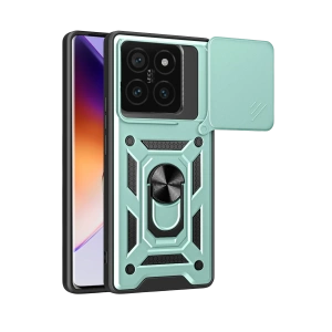 HarmonyAura Xiaomi Mi 14T Pro Kılıf Pars Lens Yüzüklü Silikon - Yeşil