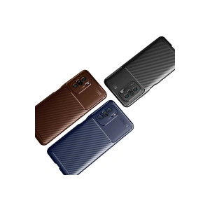 HarmonyAura  Xiaomi Poco F3 Kılıf Auto Focus Karbon Kapak - Siyah