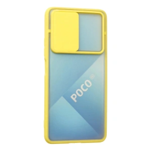 HarmonyAura  Xiaomi Poco F3 Kılıf Palm Buzlu Kamera Sürgülü Silikon - Sarı