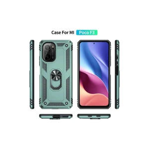 HarmonyAura  Xiaomi Poco F3 Kılıf Sofya Yüzüklü Silikon Kapak - Yeşil