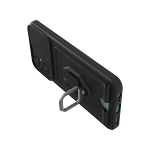 HarmonyAura  Xiaomi Poco M5 Kılıf Zuma Kartvizitli Yüzüklü Silikon - Siyah