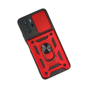 HarmonyAura  Xiaomi Poco X3 Gt Kılıf Pars Lens Yüzüklü Silikon - Kırmızı