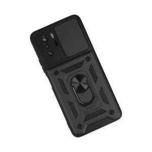 HarmonyAura  Xiaomi Poco X3 Gt Kılıf Pars Lens Yüzüklü Silikon - Siyah