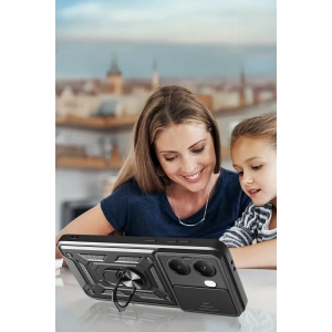 HarmonyAura  Xiaomi Poco X7 Pro Kılıf Pars Lens Yüzüklü Silikon - Kırmızı