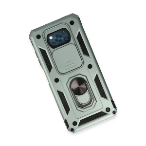 HarmonyAura  Xiaomi Pocophone X3 Kılıf Pars Lens Yüzüklü Silikon - Yeşil