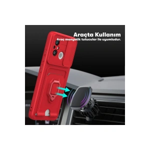 HarmonyAura  Xiaomi Redmi 12c Kılıf Zuma Kartvizitli Yüzüklü Silikon - Lacivert