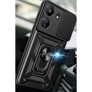 HarmonyAura  Xiaomi Redmi 13c Kılıf Pars Lens Yüzüklü Silikon - Siyah