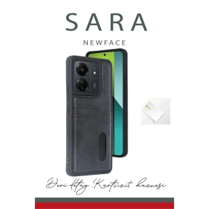 HarmonyAura  Xiaomi Redmi 13c Kılıf Sara Kartvizitli Deri Kılıf - Koyu Yeşil