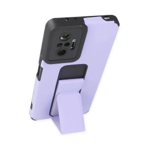 HarmonyAura  Xiaomi Redmi Note 10 Pro Kılıf Mega Standlı Silikon - Lila