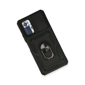 HarmonyAura  Xiaomi Redmi Note 10 Pro Kılıf Pars Lens Yüzüklü Silikon - Siyah