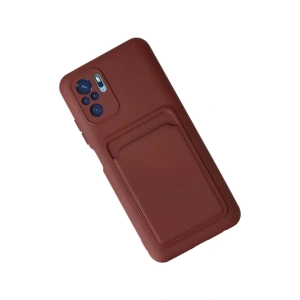 HarmonyAura  Xiaomi Redmi Note 10s Kılıf Kelvin Kartvizitli Silikon - Bordo