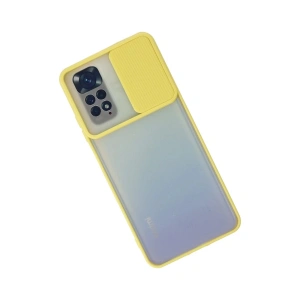 HarmonyAura  Xiaomi Redmi Note 11 Kılıf Palm Buzlu Kamera Sürgülü Silikon - Sarı
