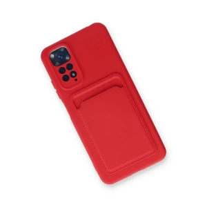 HarmonyAura  Xiaomi Redmi Note 11s Kılıf Kelvin Kartvizitli Silikon - Kırmızı
