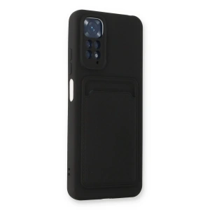 HarmonyAura  Xiaomi Redmi Note 11s Kılıf Kelvin Kartvizitli Silikon - Siyah