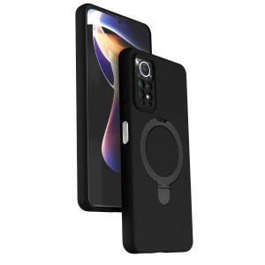 HarmonyAura Xiaomi Redmi Note 12 Pro 4G Regal Magsafe Standlı Kapak - Siyah