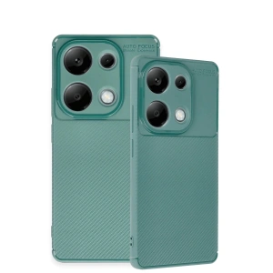 HarmonyAura  Xiaomi Redmi Note 13 Pro 4g Kılıf Auto Focus Karbon Kapak - Koyu Yeşil