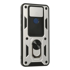 HarmonyAura  Xiaomi Redmi Note 9 Kılıf Pars Lens Yüzüklü Silikon - Gümüş