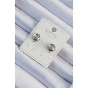 HarmonyAura Xuping Gümüş Renk Minimal Bombeli Oval Küpe