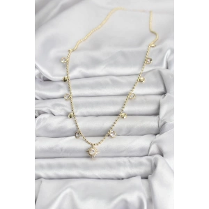 HarmonyAura Zirkon Taşlı Kutup Yıldızı Model Pirinç Gold Renk Kadın Kolye