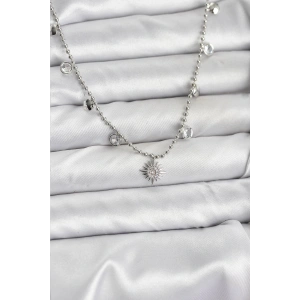 HarmonyAura Zirkon Taşlı Kutup Yıldızı Model Pirinç Gümüş Renk Kadın Kolye