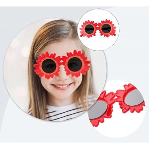 Kırmızı Renk Papatya Şekilli Parti Gözlüğü