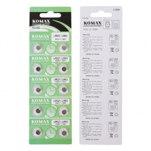 Komax AG-0 Alkalin LR521/379 Düğme Pil 10lu Paket