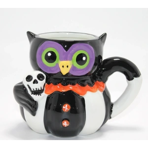 Kurukafa Tutan Baykuş Figürlü Seramik Kupa Bardak