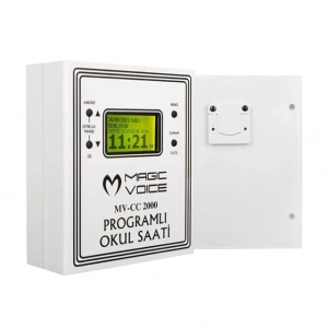 Magicvoice MV-CC2000 USB Duvar Tipi Programlı 20 Adet MP3 Formatı Zil / İstiklal Marşlı Akıllı Dijital Okul Saati (Çan Takılabilir)